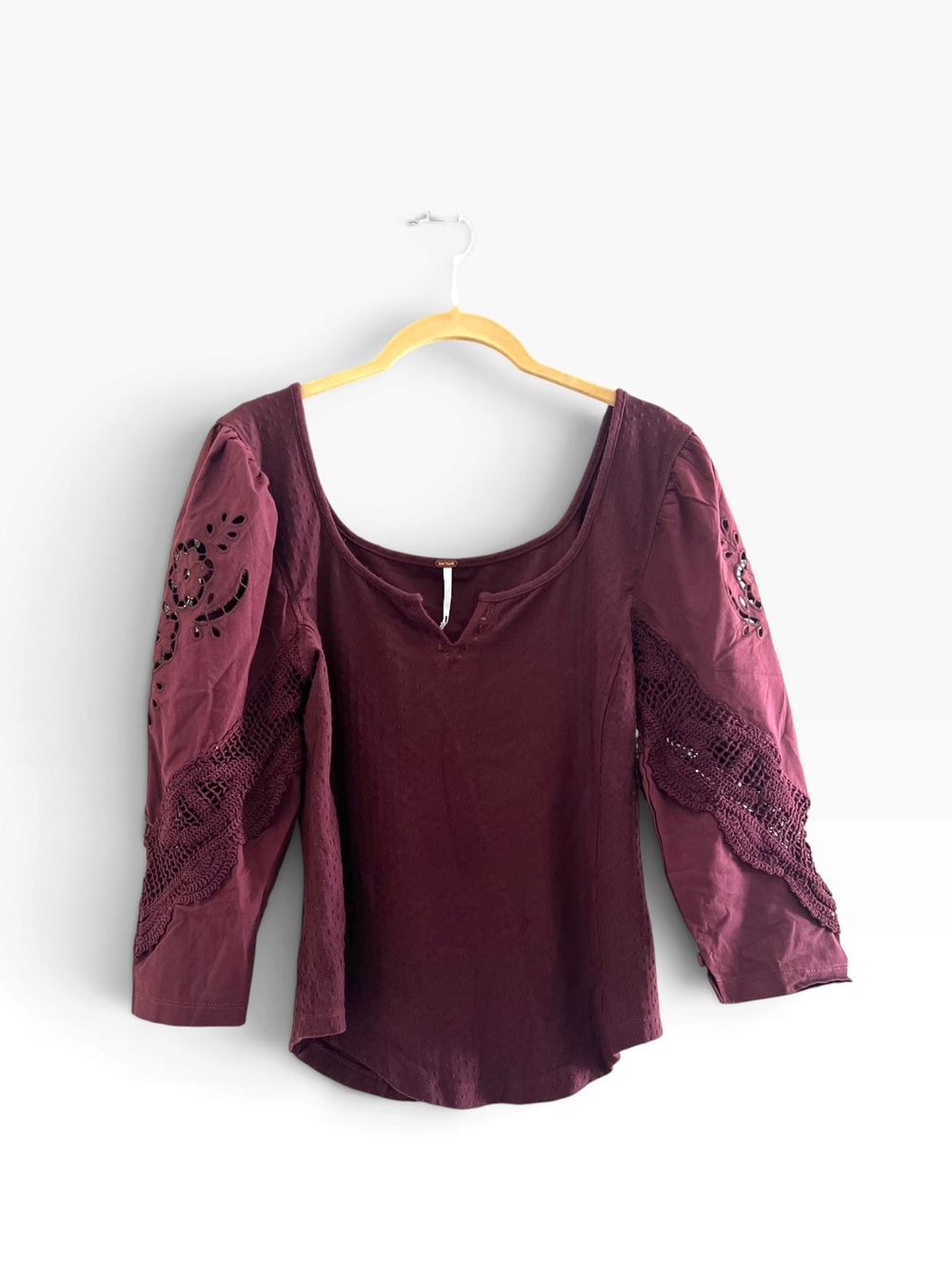 Free People Crocheted/Embroidered Cotton Top